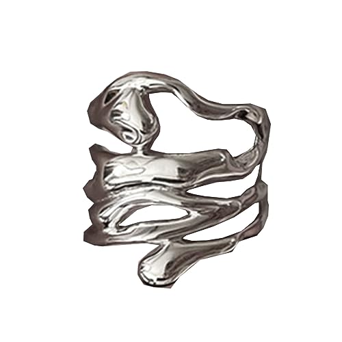 DEKKRYNFV Sternförmige Ringe Ladies Punk Gothic Zirkon Retro Gekreuzte Ringe Retro Hip Hop Zwei Hände Als Sternschmuck Hollow von DEKKRYNFV