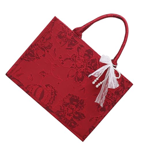 Frauen Einkaufstasche Mode Handtasche Alleinfängige Brauttasche Chinesische Stile Top Großkapazität Hochzeit Frauen Handtasche Mode Hochzeit ROTE CAPAPITÄT Rotes Geschenk Top von DEKKRYNFV