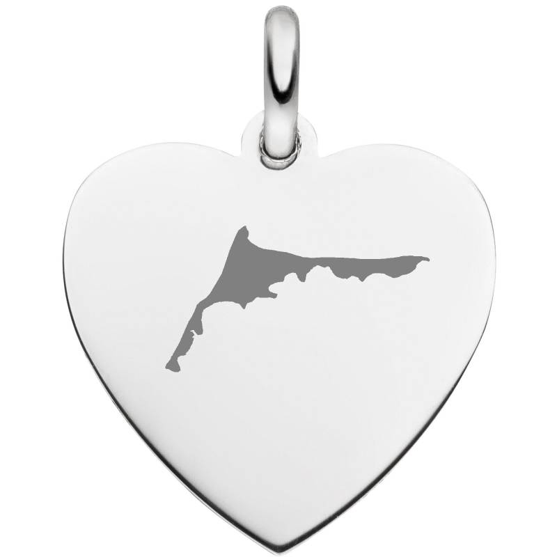 Fischland-Darß-Zingst Anhänger 925 Sterling Silber in Herzform Halskette Schmuck Fdz Gravur Und Silhouette/Geschenk von DEKOMEER