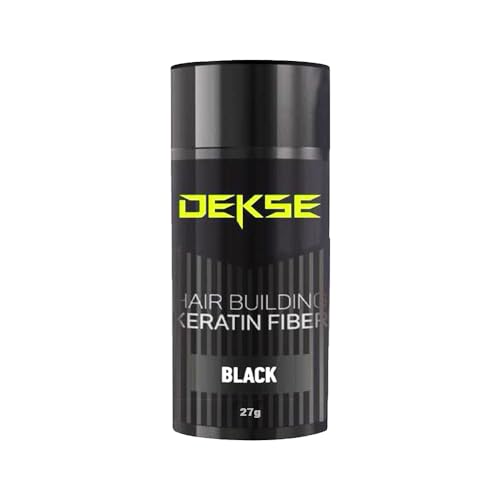 DEKSE Hair Building Keratin Fibers, Kaschiert Haarausfall in 15 Sek, Streuhaar, Haarverdichtung, Haarpuder für Feines Haar, Frauen/Männer, Unsichtbar und Natürlich, 27g (1 Stück) (Black) von DEKSE
