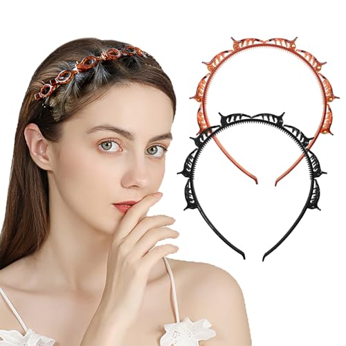 2 Stück Haarreifen mit Klammern Frisurenhilfe Haarreif mit Klammern Bangs Hairstyle Hairpin Twist Clip Stirnband Haarhalter Haarschmuck Haarband Haarbänder Haarnadeln Friseurbedarf für Damen Mädchen von DELAESI