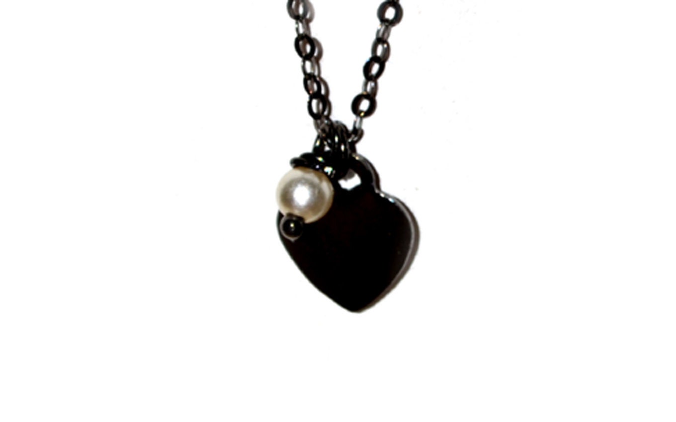 Herz Halskette, Rhodiniert Silber Schwarz Original Geschenk Für Sie, Schwarzes Rhodium Herz Halskette, Rhodiniert Silber Schwarz Original Geschenk Für Sie, Schwarzes Rhodium von DELAG