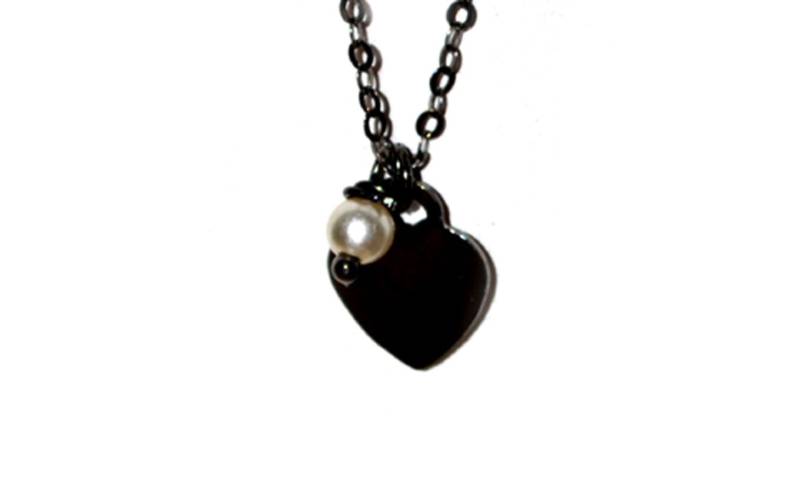 Herz Halskette, Rhodiniert Silber Schwarz Original Geschenk Für Sie, Schwarzes Rhodium von DELAG