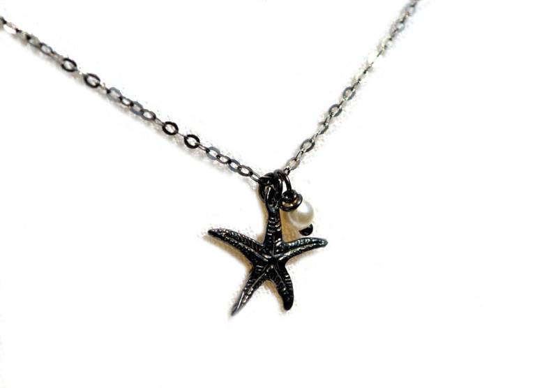 Seestern Halskette, Rhodiniert Silber Schwarz Original Geschenk Für Sie, Schwarze Rhodium Seestern Halskette, Rhodiniert Silber Schwarz Original Geschenk Für Sie, Schwarze Rhodium von DELAG