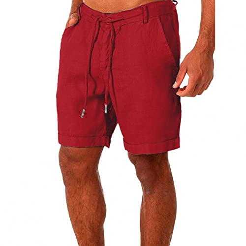 DELAIESI Leinenhose Herren Kurz Sommer Sporthose Herren Dry Fit Leinenhose Herren mit Reißverschluss Jogginghose Herren Leinen Jogginghose Herren Baumwolle Leinenhose Herren Blau von DELAIESI