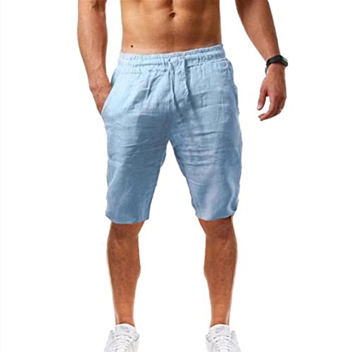 DELAIESI Leinenhose Herren Kurz Sommer Sporthose Herren Eng Freizeithose Herren Reißverschluss Sweatpants Herren Kurz Jogginghose Herren Grau Weit Schlaghose Herren 2022 von DELAIESI