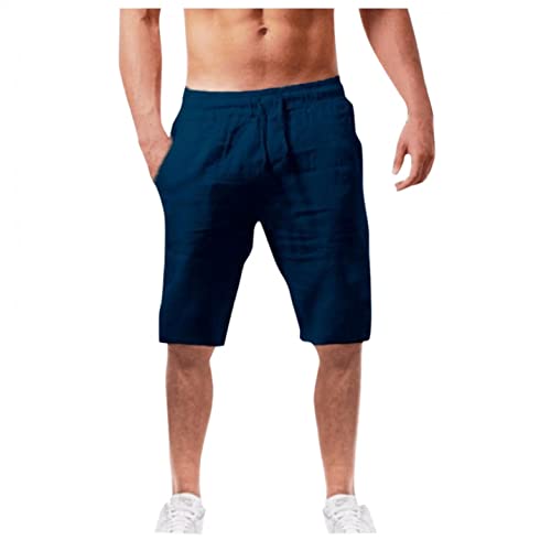 DELAIESI Leinenhose Herren Kurzgrösse Summer Yogahose Herren Bunt Leinenhose Herren mit Reißverschluss Pumphose Herren Kurz Outdoorhose Herren Wasserdicht Stoffhose Herren Kariert von DELAIESI