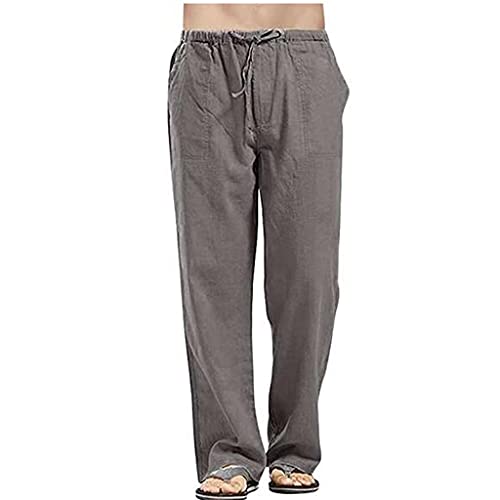 DELAIESI Leinenhose Herren Lang Beige Sommerhose Herren Leicht Sommerhose Herren Leicht Stretch Sommerhose Herren Leinen Laufhose Herren Running Leinenhose Herren Rot von DELAIESI