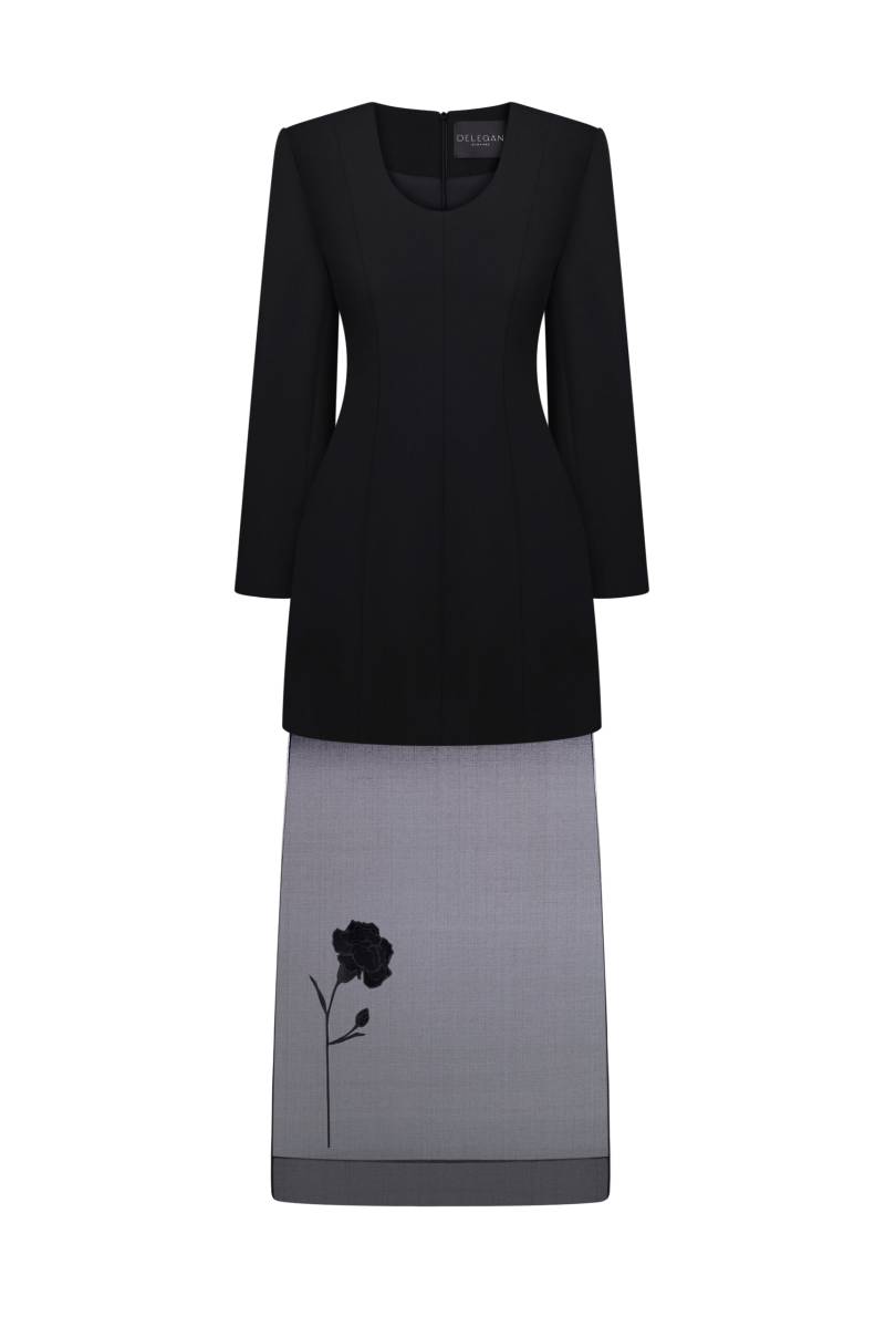 DELEGAN Clothes | BLACK DRESS “BLUEBOTTLE” | Women's Shadow Midi dresses von DELEGAN Clothes