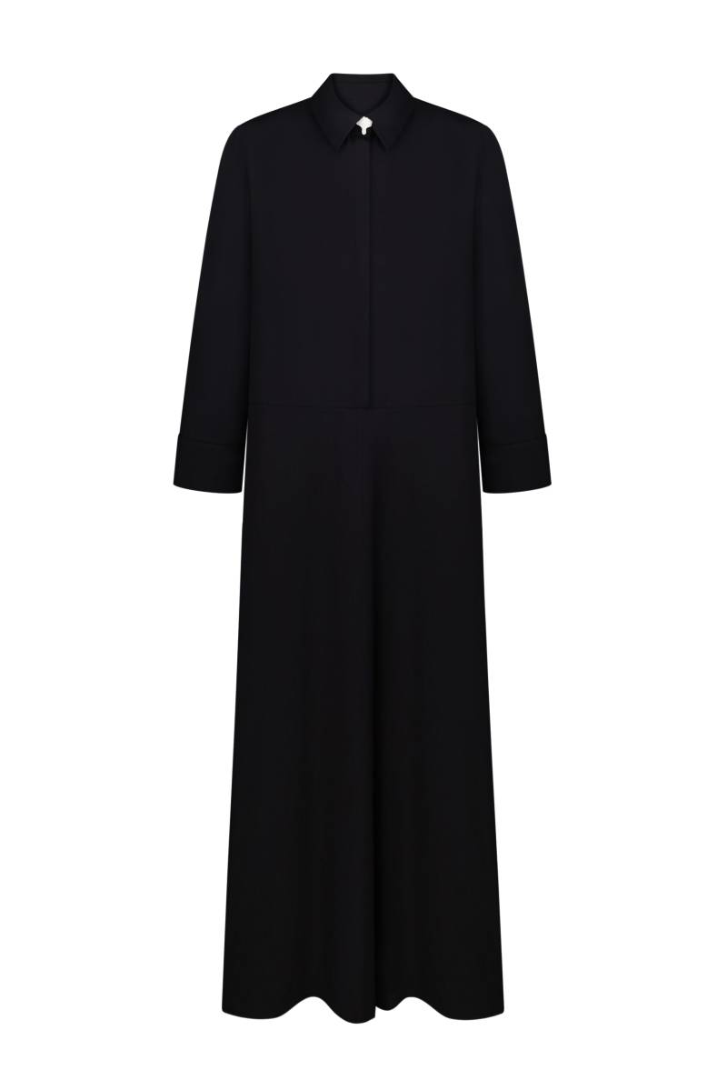 DELEGAN Clothes | DRESS WITH PARCEL BUTTOM | Women's Coal Maxi dresses von DELEGAN Clothes