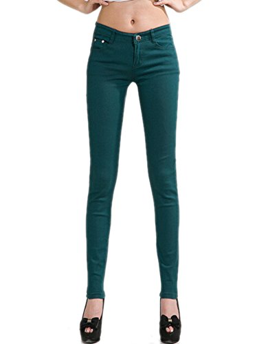 DELEY Damen Skinny Hose Pant Stretch Leg Jeans Juniors Röhre Leggings Treggings Dunkelgrün XL von DELEY