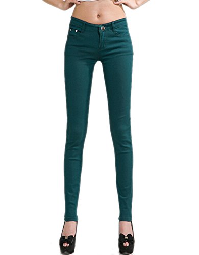 DELEY Damen Skinny Hose Pant Stretch Leg Jeans Juniors Röhre Leggings Treggings Dunkelgrün XXXL von DELEY