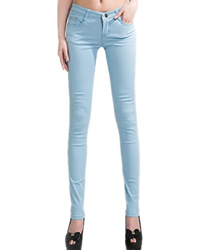 DELEY Damen Skinny Hose Pant Stretch Leg Jeans Juniors Röhre Leggings Treggings Hellblau S von DELEY