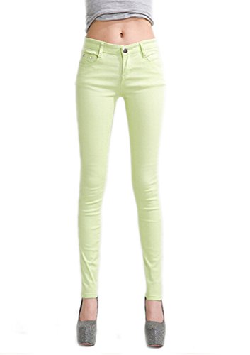 DELEY Damen Skinny Hose Pant Stretch Leg Jeans Juniors Röhre Leggings Treggings Hellgrün XXL von DELEY