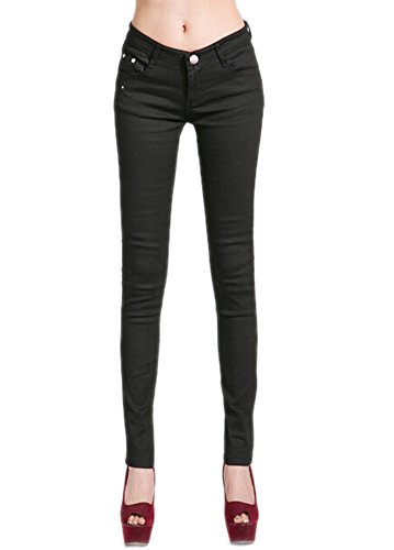 DELEY Damen Skinny Hose Pant Stretch Leg Jeans Juniors Röhre Leggings Treggings Schwarz S von DELEY