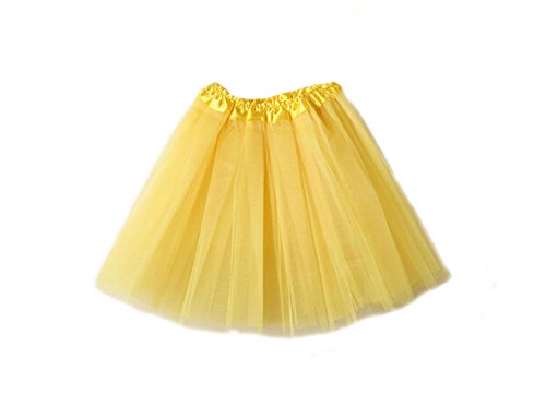 DELEY Damen Tütü Ballettrock Tüllrock Petticoat Pettiskirt Unterrock Tanzkleid Gelb von DELEY