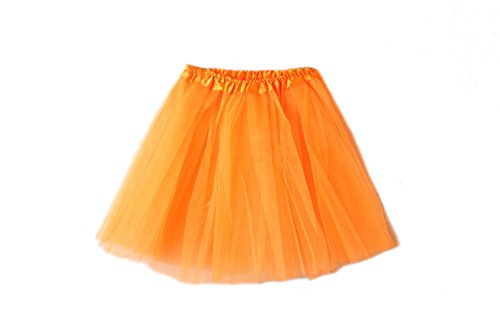 DELEY Damen Tütü Ballettrock Tüllrock Petticoat Pettiskirt Unterrock Tanzkleid Orange von DELEY