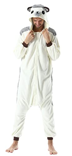 DELEY Pyjamas Onesie Igel Tierkostüm Erwachsene Kostüme Damen Einteiler Herren Jumpsuit Halloween Karneval Overall Kapuze Schlafanzug von DELEY