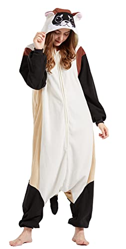 DELEY Pyjamas Onesie Schwarzfuß-Nerz Tierkostüm Erwachsene Kostüme Damen Einteiler Herren Jumpsuit Halloween Karneval Overall Kapuze Schlafanzug von DELEY