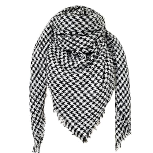 DELEY Retro Damen Tartan Schal Weicher karierter karierter Schal Wickelschal Decke Schals Schwarz Karo von DELEY