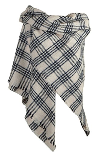 DELEY Retro Weiches Plaid Tartan Herbst Winter Schals Oversized Lange Stola Wrap Deckenschal Beige von DELEY