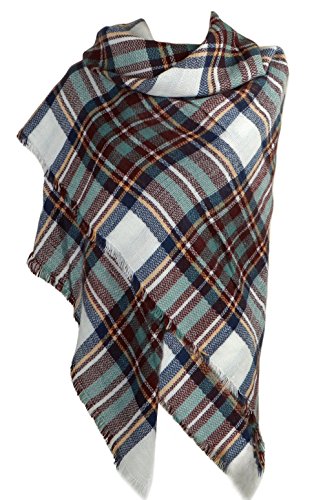 DELEY Retro Weiches Plaid Tartan Herbst Winter Schals Oversized Lange Stola Wrap Deckenschal Kaffee von DELEY