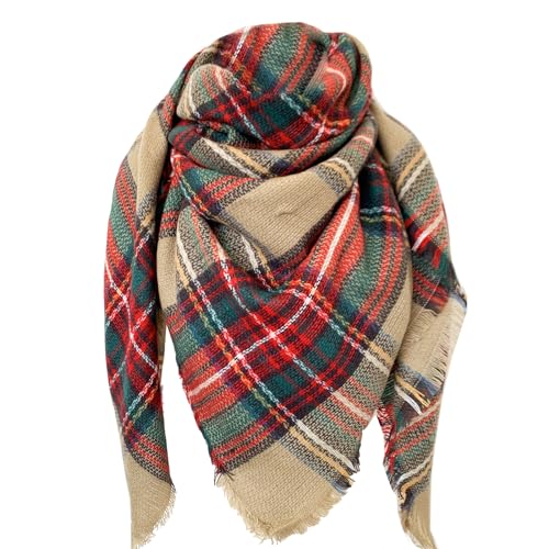 DELEY Retro Weiches Plaid Tartan Herbst Winter Schals Oversized Lange Stola Wrap Deckenschal Mehrfarbig von DELEY