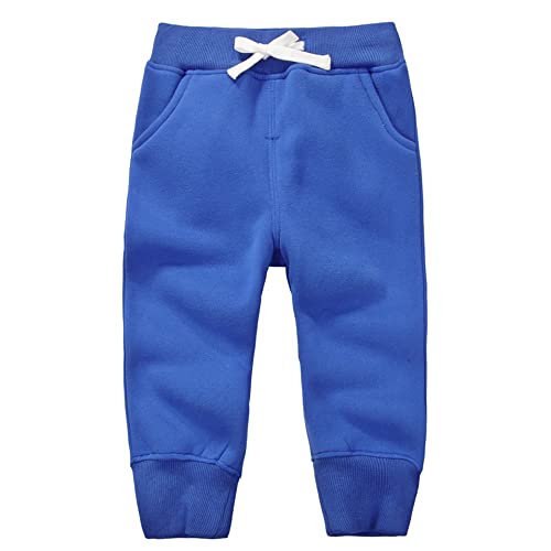 DELEY Unisex Baby Jungen Mädchen Hosen Kinder Jogginghose Baumwolle Fleece Elastische Taille Sweathosen Winter Pants Größe 4 Jahre Blau von DELEY