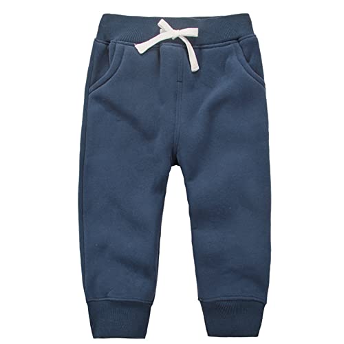 DELEY Unisex Baby Jungen Mädchen Hosen Kinder Jogginghose Baumwolle Fleece Elastische Taille Sweathosen Winter Pants Größe 5 Jahre Dunkelblau von DELEY