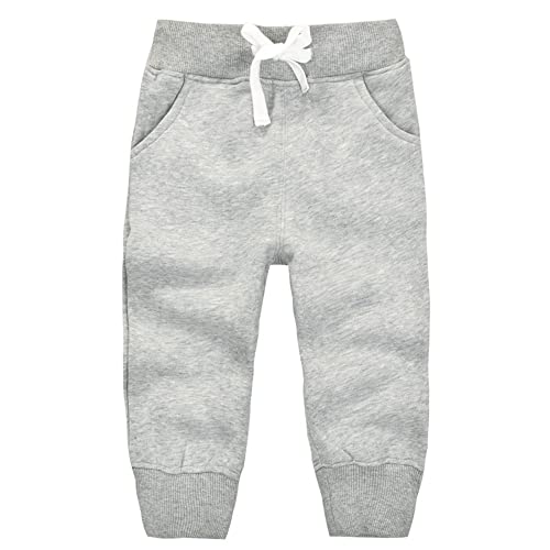 DELEY Unisex Baby Jungen Mädchen Hosen Kinder Jogginghose Baumwolle Fleece Elastische Taille Sweathosen Winter Pants Größe 5 Jahre Grau von DELEY