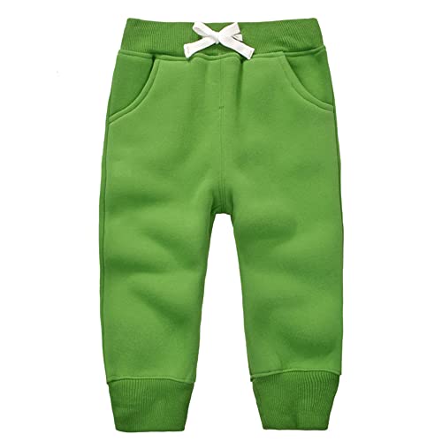 DELEY Unisex Baby Jungen Mädchen Hosen Kinder Jogginghose Baumwolle Fleece Elastische Taille Sweathosen Winter Pants Größe 5 Jahre Grün von DELEY