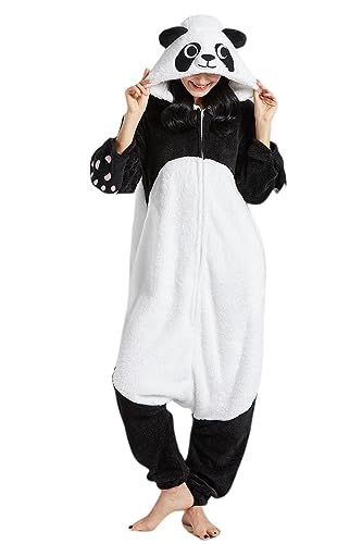 DELEY Unisex Erwachsener Panda Strampler, Halloween Cosplay Kostüm Tier Pyjamas Homewear Nachtwäsche Overall von DELEY