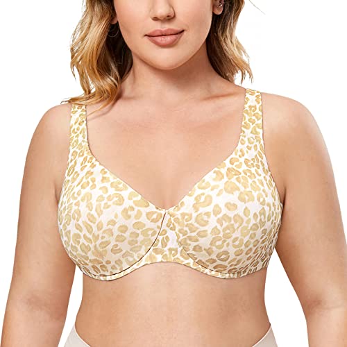 DELIMIRA AISILIN BH Damen Minimizer mit Bügel Große Brüste Nahtlose Ohne Polster Beige Panthera Unze 85F von DELIMIRA