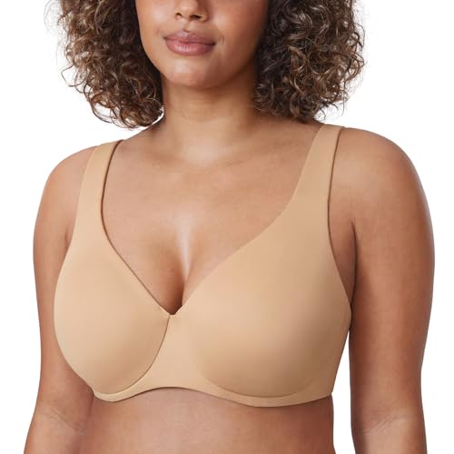 DELIMIRA AISILIN Damen Minimizer BH mit Bügel ohne Polster Vollschalen Große Größen Unterwäsche Warmes Beige 80B von DELIMIRA