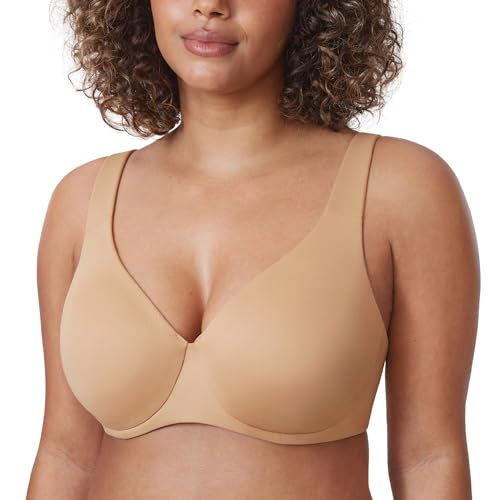 DELIMIRA AISILIN Damen Minimizer BH mit Bügel ohne Polster Vollschalen Große Größen Unterwäsche Warmes Beige 85E von DELIMIRA