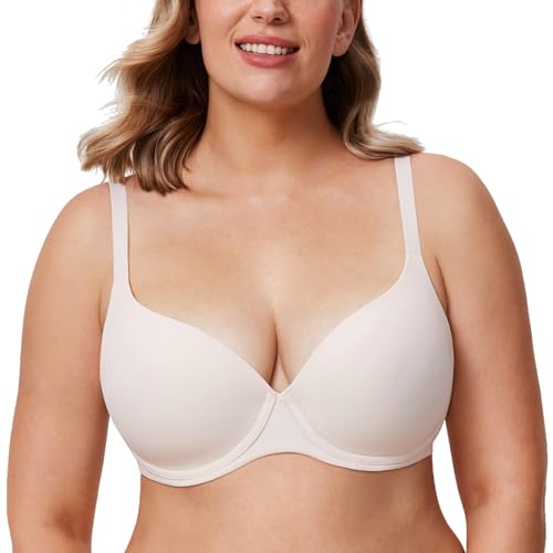 DELIMIRA Schalen BH mit Bügel Comfy T Shirt BHS Große Brüste Gepolstert Rose White 70E von DELIMIRA