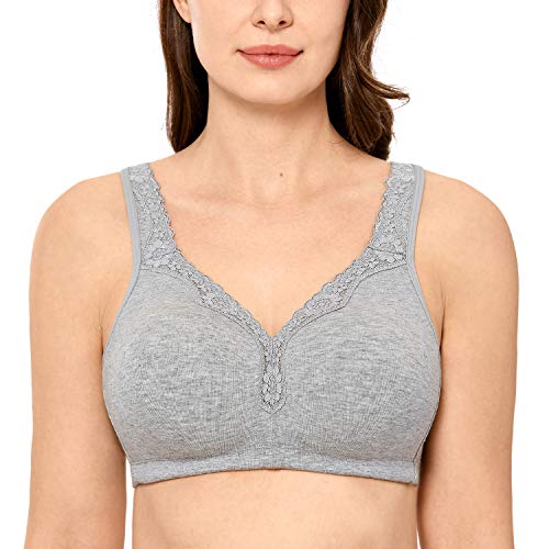 DELIMIRA Damen Cotton BH Ohne Bügel Baumwolle Große Größen Vollschalen Ohne Polster Grau 85C DELIMIRA Damen Cotton BH Ohne Bügel Baumwolle Große Größen Vollschalen Ohne Polster Grau 85C von DELIMIRA