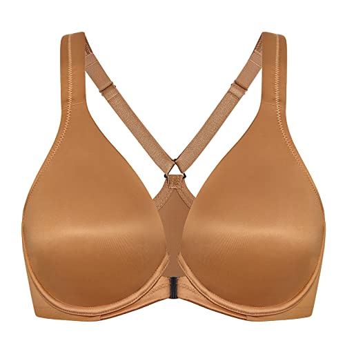 DELIMIRA Damen BH mit Vorderverschluss Seamless Bügel BHS Große Brüste Vollschalen Racerback Ungefüttert Glühen 75F von DELIMIRA