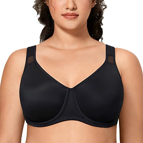 DELIMIRA Damen BH Vollschalen Bügel Große Größen Minimizer Nahtlose Unterstützung Schwarz 75H von DELIMIRA