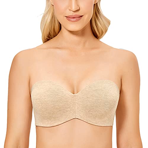 DELIMIRA Damen Baumwolle Trägerloser BH mit Bügel Größe Große Beige Heidekraut 80D von DELIMIRA