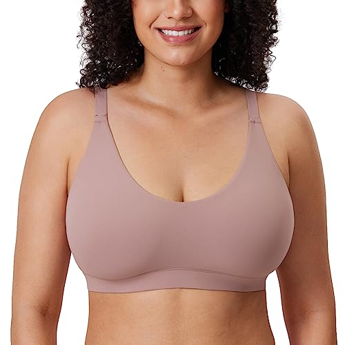 DELIMIRA Damen Bralette Tshirt BH ohne Bügel Große Größen Nahtlos Soft BHS Komfort Ungefüttert Rose duftendes Lila XXL von DELIMIRA