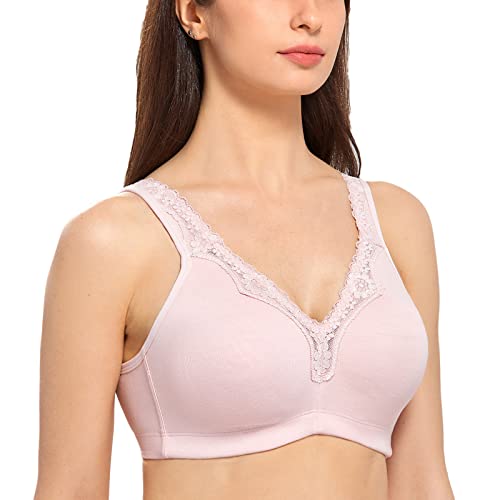 DELIMIRA Damen Cotton BH Ohne Bügel Grosse Grössen Vollschalen Baumwolle Ohne Polster Nacktes Rosa 120D von DELIMIRA