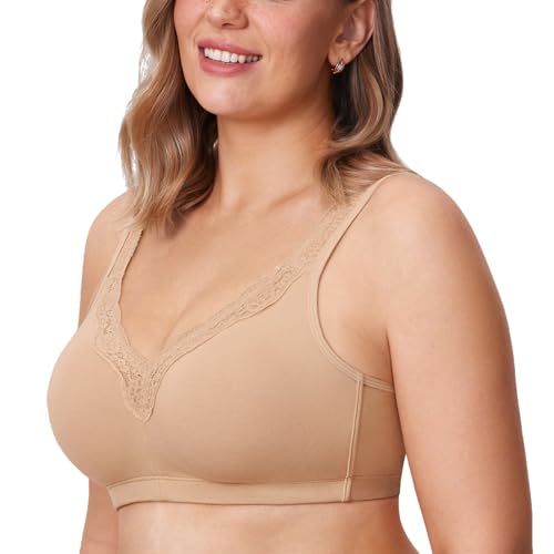 DELIMIRA Damen Cotton BH Ohne Bügel Baumwolle Große Größen Vollschalen Ohne Polster Taupe-Tan 115F von DELIMIRA