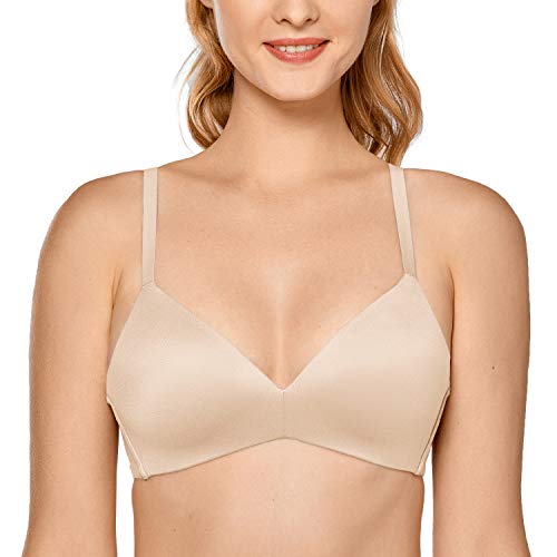 DELIMIRA Damen Gemoldete T-Shirt BH - Nahtlose,Schaumstoff-Cups,ohne Bügel Beige 75B von DELIMIRA