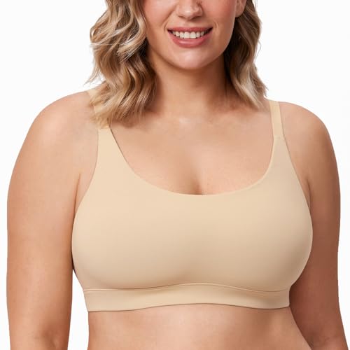 DELIMIRA Damen Grosse Grössen BH ohne Bügel Soft Seamless Bralette Bügelloser BHS mit Voller Bedeckung Bräunungs-Milchshake M von DELIMIRA