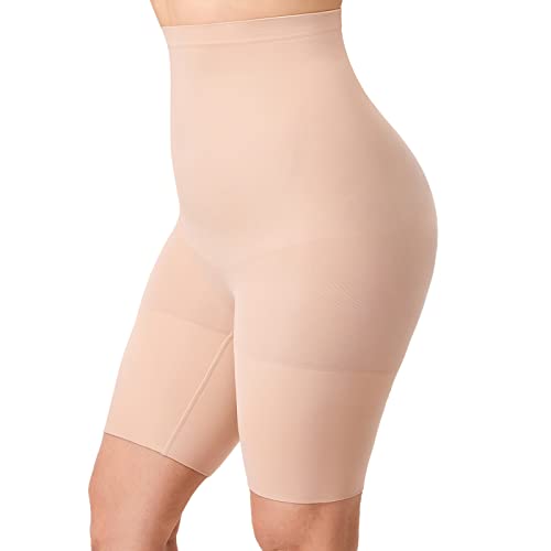 DELIMIRA Damen Miederhose mit Bein Miederpants Hohe Taille Bauch Weg Formender, Beige, 40 von DELIMIRA