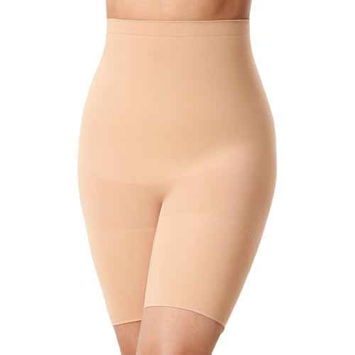 DELIMIRA Damen Miederhose mit Bein Miederpants Hohe Taille Bauch Weg Formender Warmes Beige 42 von DELIMIRA