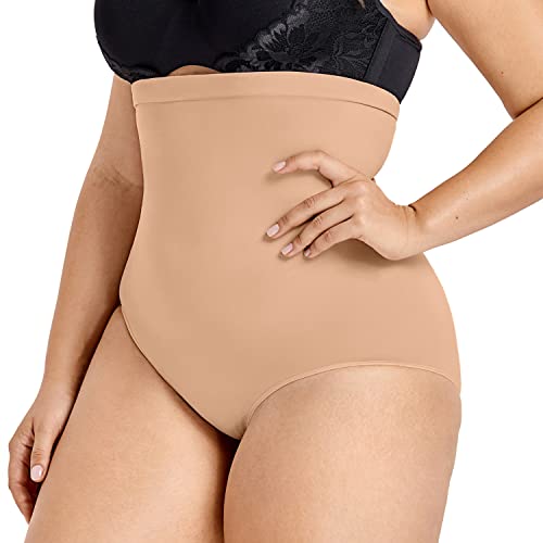 DELIMIRA Damen Miederslips mit Bauch-Weg-Effekt Figurenformend Miederhose High Waist Natürlich 44 von DELIMIRA