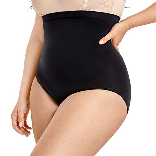 DELIMIRA Damen Miederslips mit Bauch-Weg-Effekt Figurenformend Miederhose High Waist Schwarz 40 von DELIMIRA