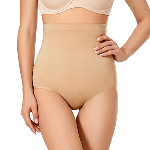 DELIMIRA Damen Miederslips mit Bauch-Weg-Effekt Figurenformend Miederhose High Waist Taupe 46-48 von DELIMIRA